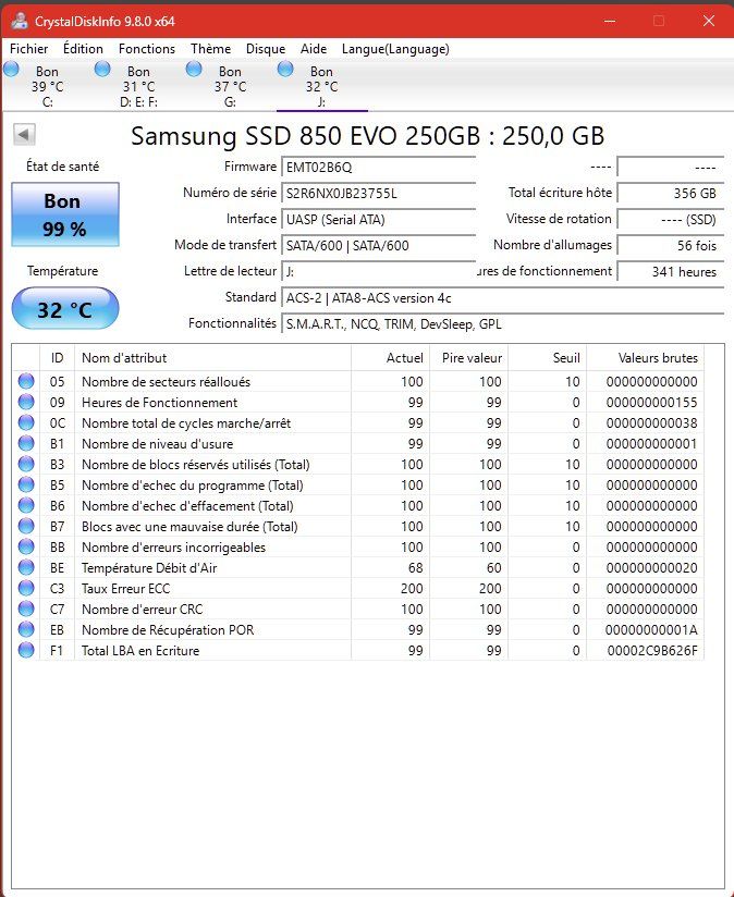 Samsung Dischi rigidi: SSD 2,5" Samsung 850 EVO 250 Go – Usato da La Chaux-de-Fonds venduto da it-fab 2