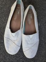 Lightweight TOMS Canvas Flats - Silver size 39