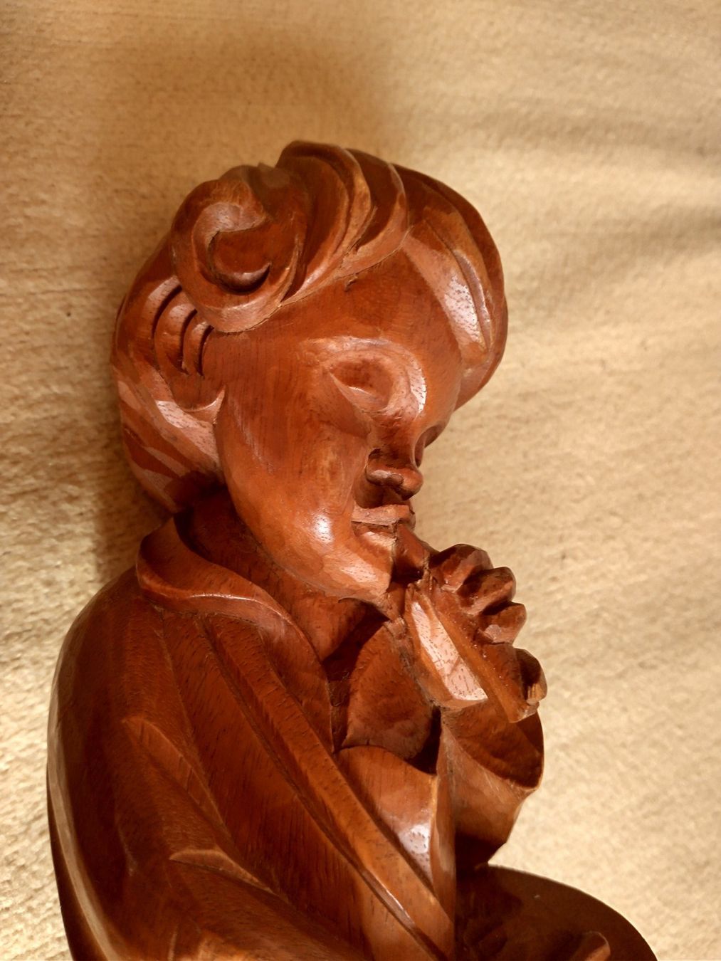 Statuette: antike Holzfigur Junge mit Trommel, geschnitzt,  34 cm – Usato da Löhningen venduto da Chimae67 3