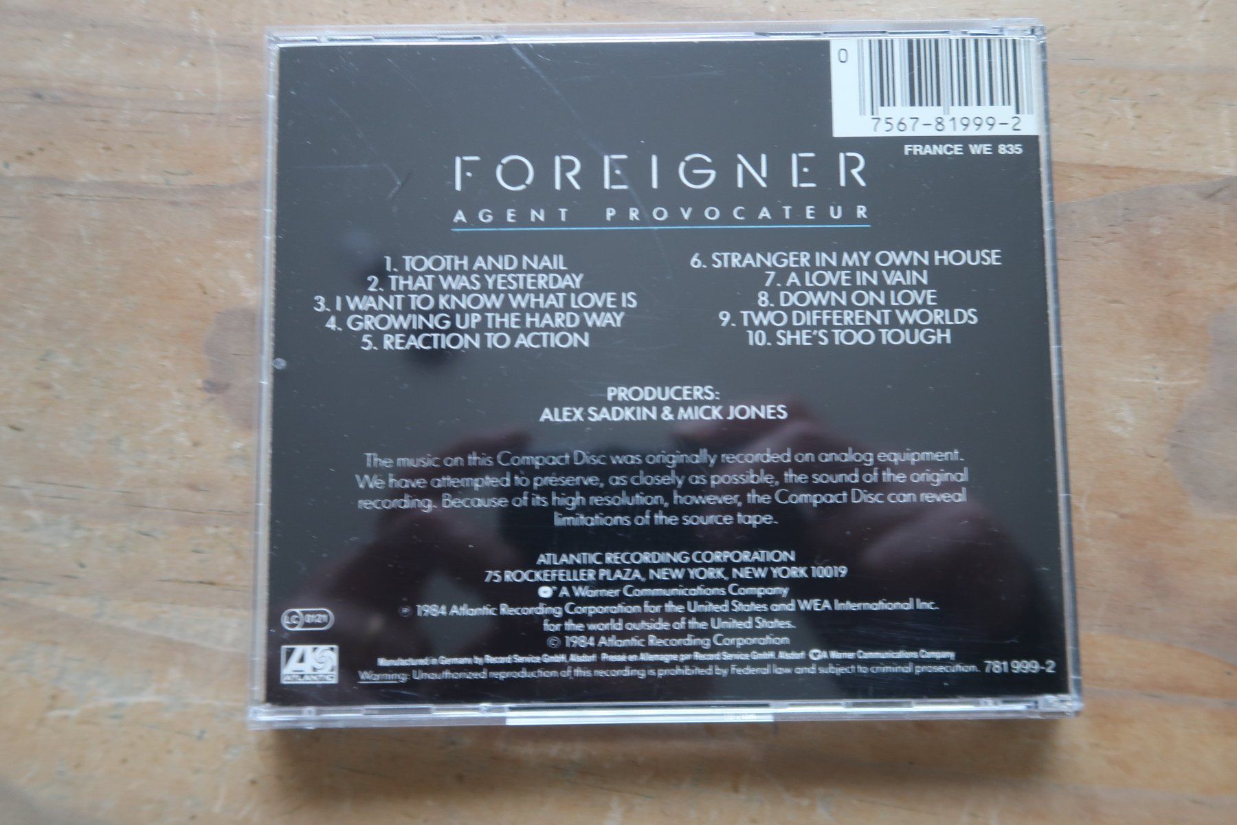 CD: FOREIGNER - AGENT PROVOCATEUR -  CD – Usato da Basel venduto da Patiscat 1