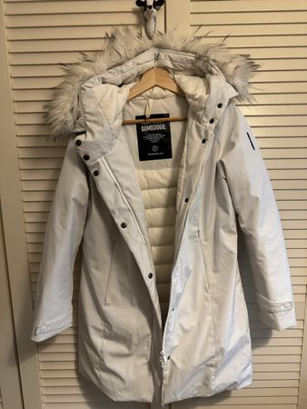 Bomboogie Wintermantel, Daunen, mit Pelz, (Gr.M,3), Weiss.