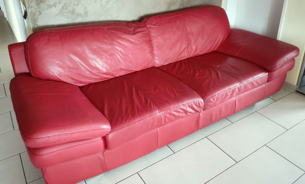 Leder Sofa mit Hocker Kaufen auf Ricardo