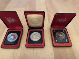 Kanada Dollar Gedenkmünzen 1973-1975, 3 Stk, Top Zustand