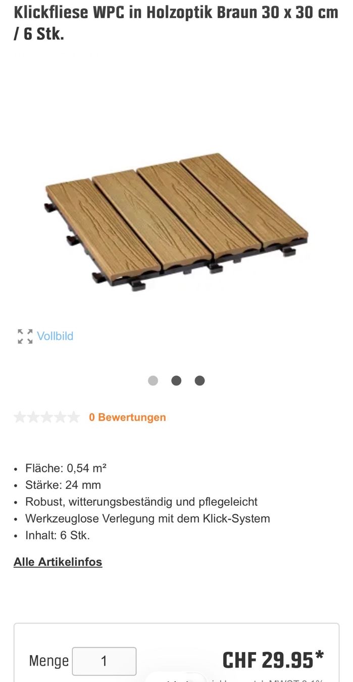 Rivestimenti per pavimenti: Klickfliesen WPC Braun ca. 10m2 – Usato da St.Gallen venduto da Levantera22 3