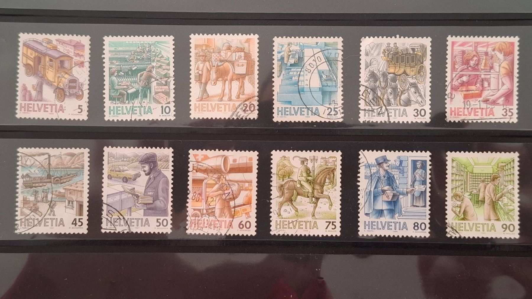 Tutti i francobolli: Serie Postbeförderung 1986/89 komplett – Usato da Steinmaur venduto da profitec01