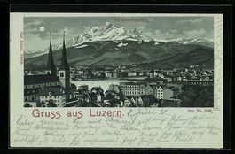 Mondschein-Lithographie Luzern, Teilansi