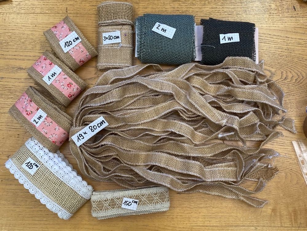 Jute met kant op rol - set van 3 - diverse varianten