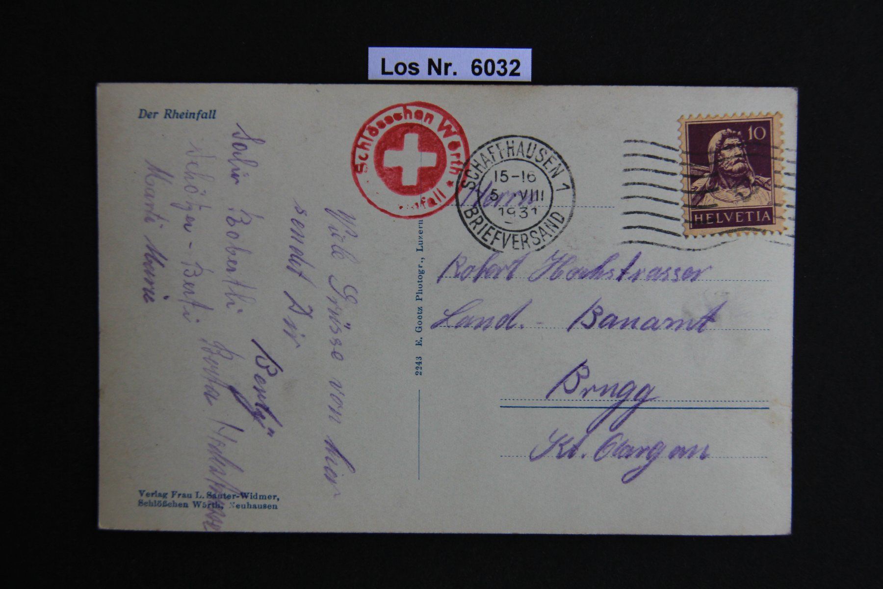 Cartoline postali: Ansichtskarte Der Rheinfall 20iger Jahre            Los 6032 – Usato da Volken venduto da jukon65 1