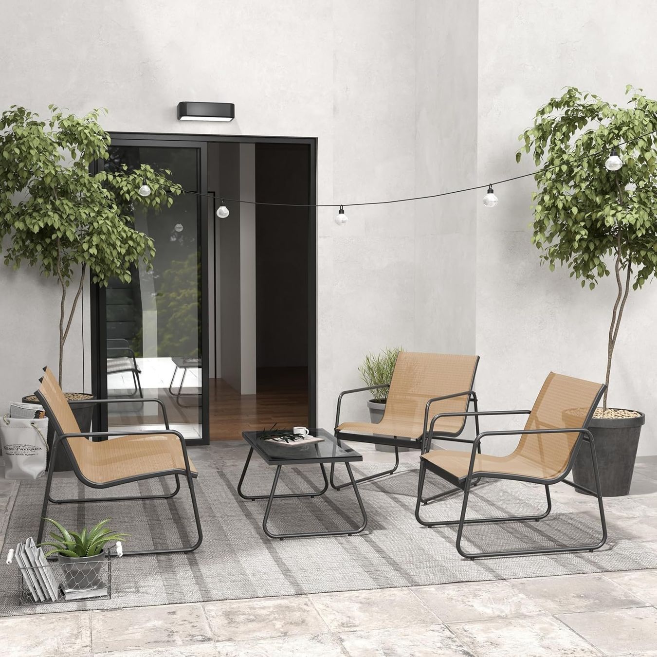 Set di tavolo e panche: Gartenmöbel Set 4-TLG, Textilene Balkonmöbel – Nuovo e nell'imballaggio originale da Gränichen venduto da omniadeals 3