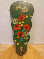Porte-serviette en bois peint motif floral 