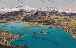 Zürich See Ober See Rapperswil Panorama  1916