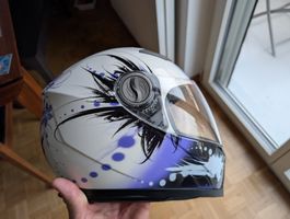 Motorradhelm Kind Nexo weiss violett Grösse S, 49-50