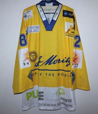 MATCH WORN EHC ST. MORITZ # 82 GANTENBEIN TRIKOT YVETTE XL
