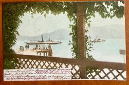 Vevey - Litho - Souvenir du Léman - bateau vapeur 1904