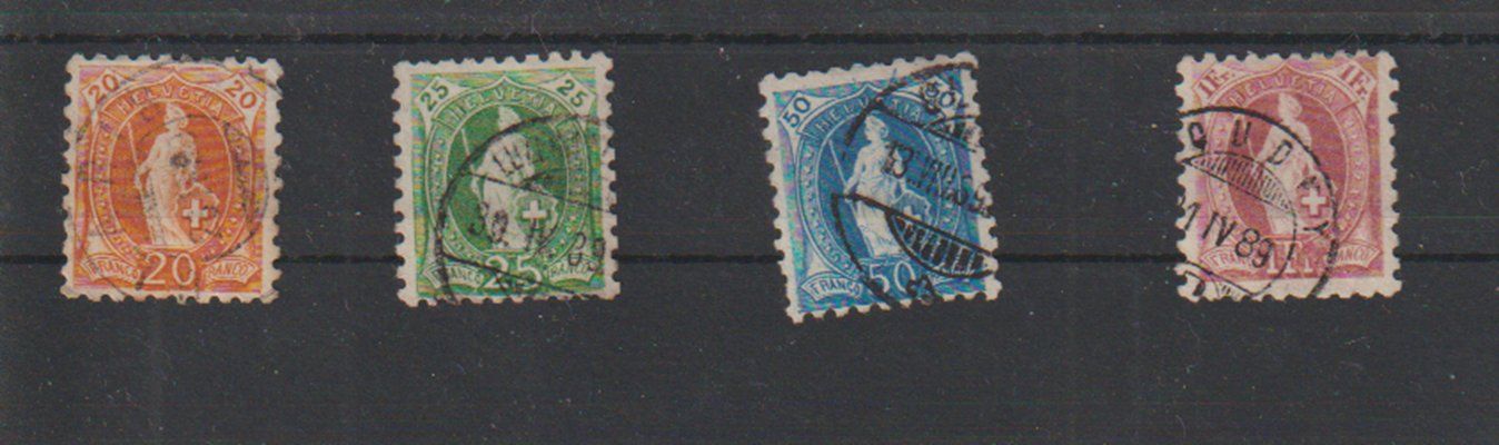 Tutti i francobolli: Stehende Helvetia 1907. 96A - 99A. – Usato da Dornach venduto da kloster33