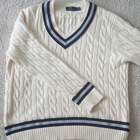Polo Ralph Lauren Zopfmuster Pullover weiss Grösse L