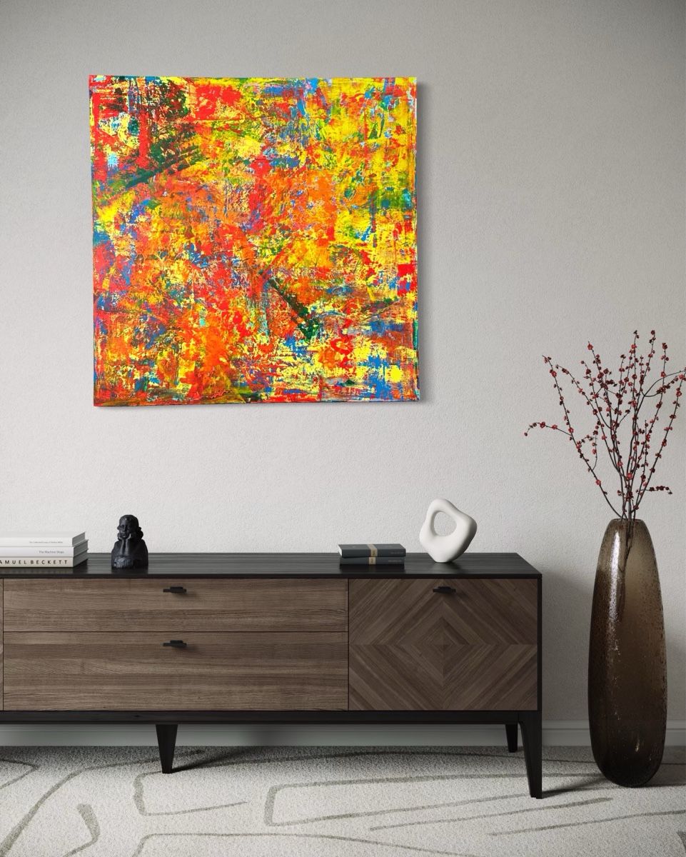 Dipinti: Buntes abstraktes Gemälde, Original 100x100 cm – Nuovo e nell'imballaggio originale da Berikon venduto da home-artsch 2