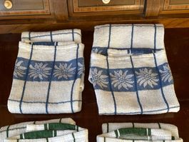 2 neue Küchtücher Bio Baumwolle Waffelmuster blau