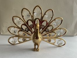 Gold Kristall Figur Pfau