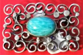 Brosche Antik Silber mit Laminar (S0)