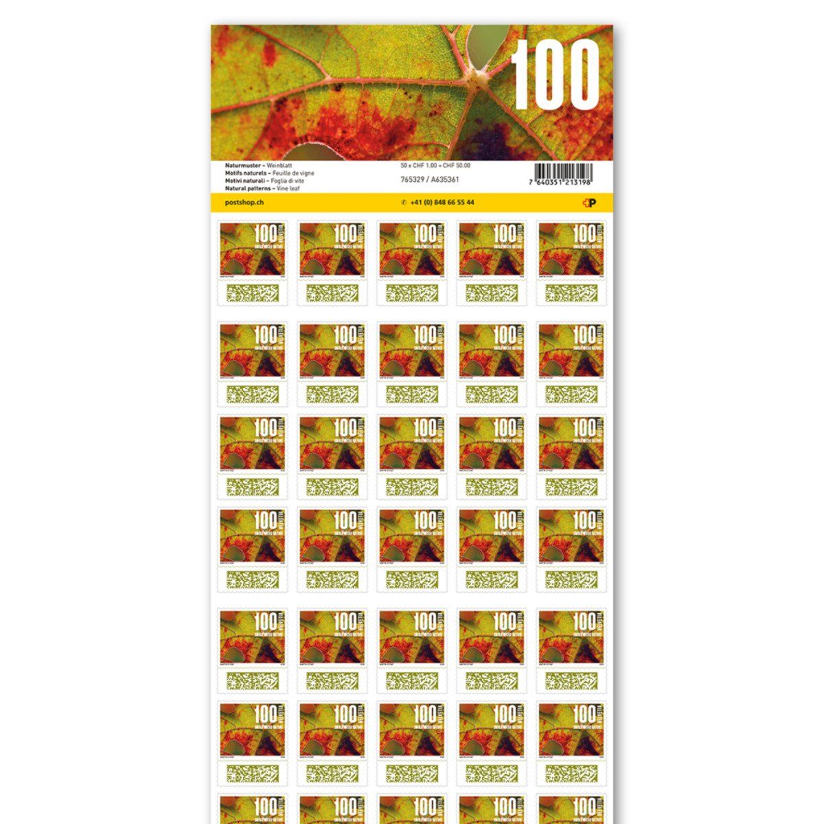 AKTION: 500x B- Post Briefmarken CHF 1.00 «Weinblatt» (Neu und ...
