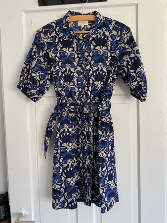 Sezane Kleid blau mit Muster Grösse 36 guter Zustand