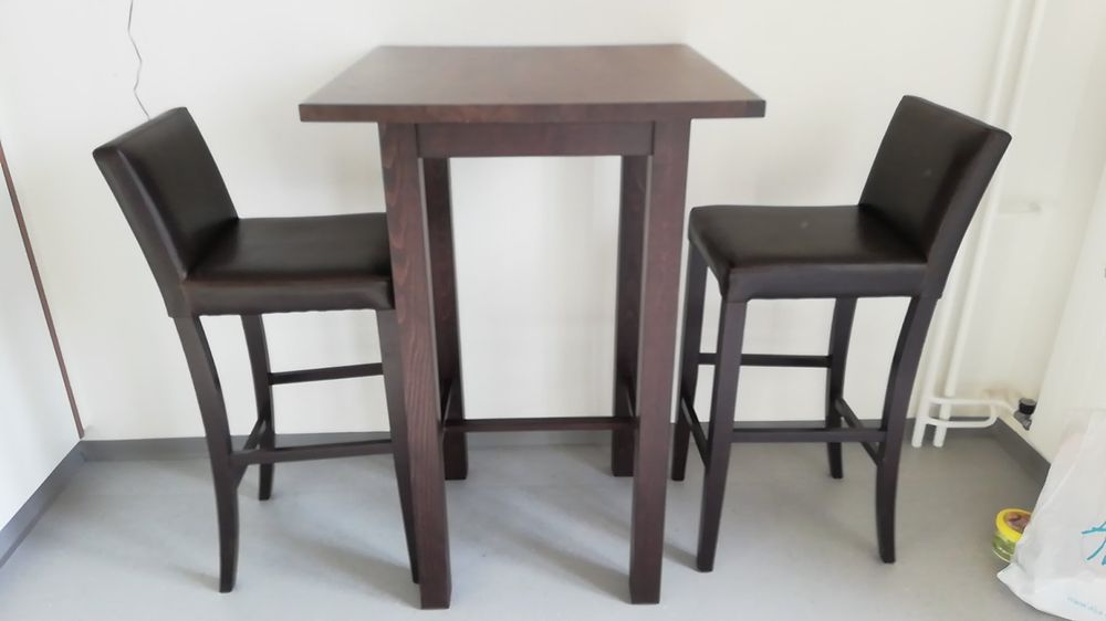 BIXUYOU Terrassenbar Set - Bartisch Mit 2 Barhockern 140cm Metall