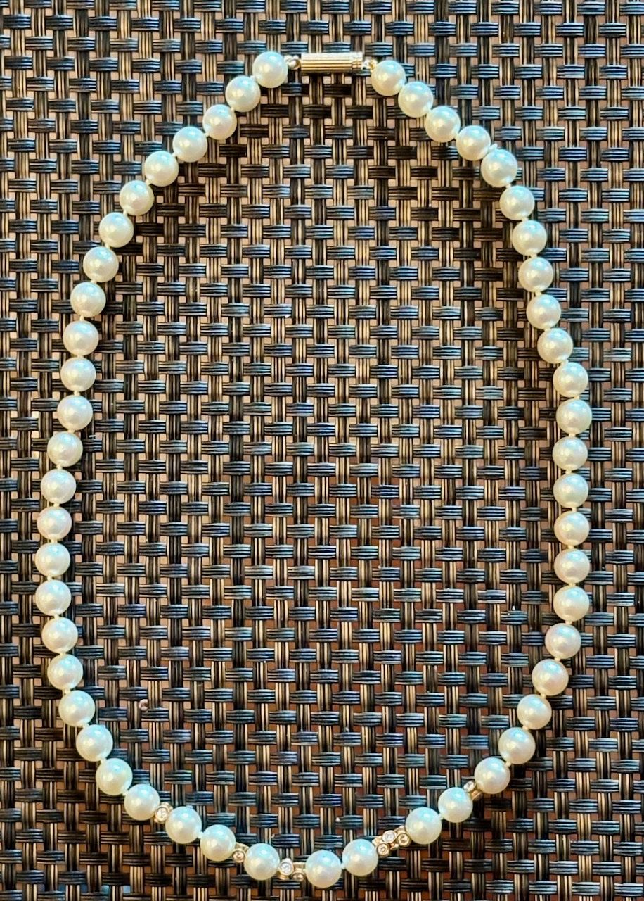 Catenine: Süsswasser-Perlenkette mit 24 Brillanten – Usato da Rütihof venduto da Bashful 1