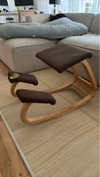 Balans kneeling chair brown wood frame damaged upholstery