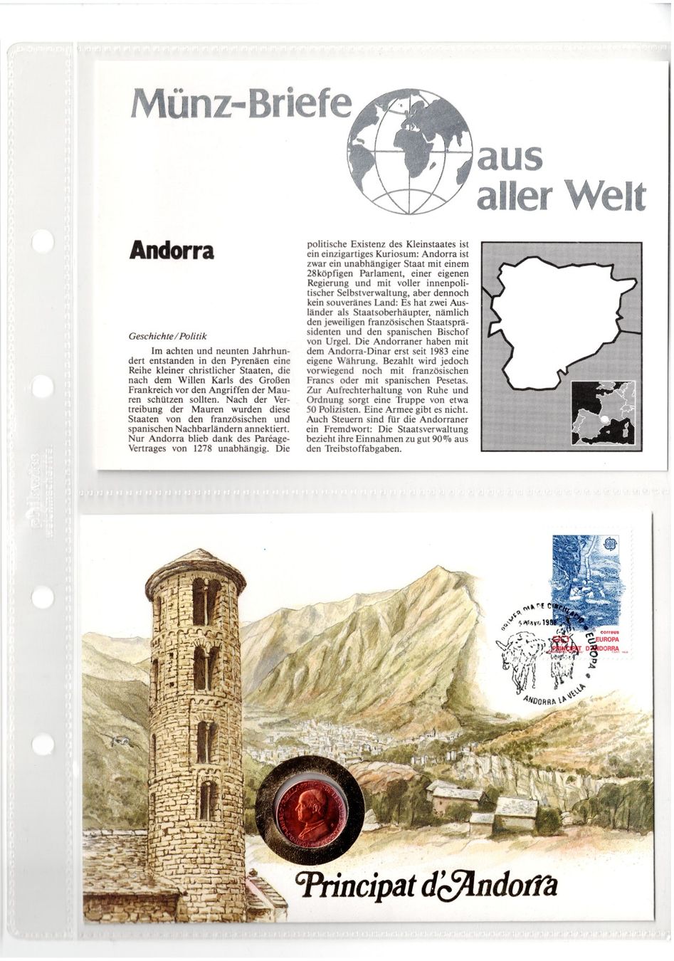 Alle Münzen: Andorra_1988_Münzbrief mit Beschreibung – Gebraucht aus Hombrechtikon von Fraese01