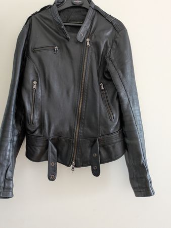 Veste en cuir noir, Vera Pelle, made in Italy, très légère