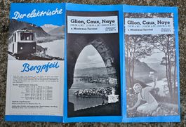 ca.1950/60 Faltprospekt Montreux GLION Caux NAYE & BERGPFEIL