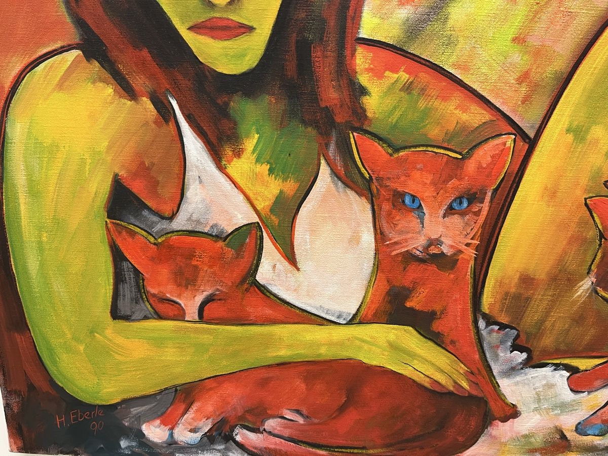 Tableaux: Acrylbild "Katzen", H. Eberle, 60x60cm, signiert – D'occasion à Rüti ZH par Walti0 3