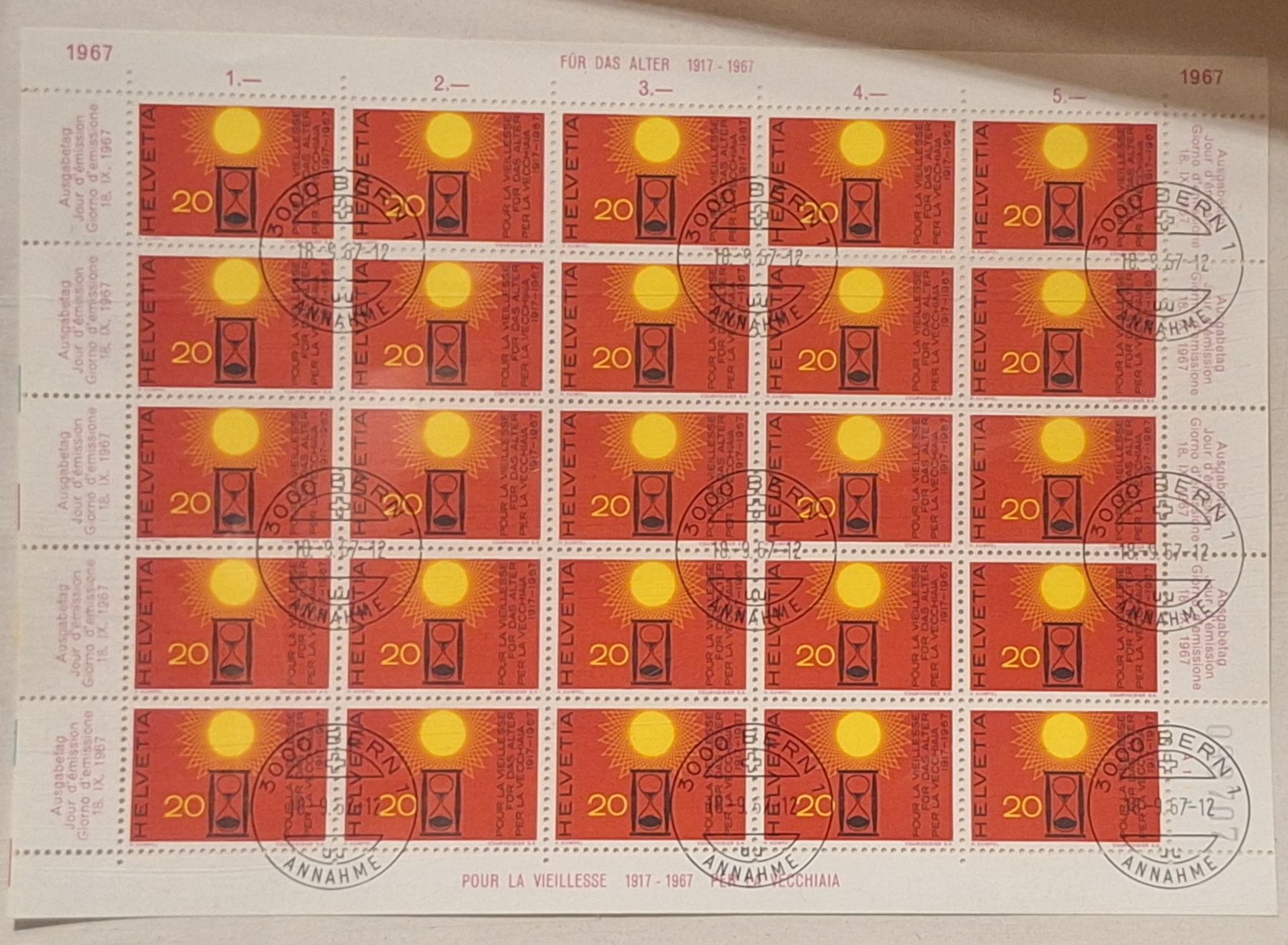 Tutti i francobolli: 1967 Werbe und Gedenkmarken gestempelt Bogen  – Usato da Balgach venduto da SIMEON27