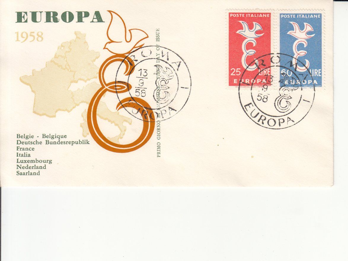 Tutti i francobolli: Europa-Marke 1958, 6 FDC – Usato da Bürglen TG venduto da StampGraf 1
