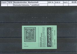 1978 Baudenkmäler, Markenheftchen "grün", ** postfrisch