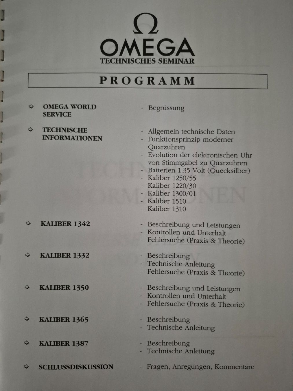 Libri: OMEGA - Technisches Seminar in Solothurn 1998 – Usato da Balsthal venduto da Palcivalle 2