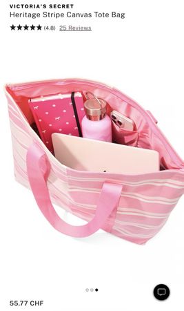 Victoria's Secret Heritage Stripe Canvas Tote Bag