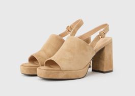 NEU ANNA FIELD - Leder Plateausandalette - beige - Grösse 38