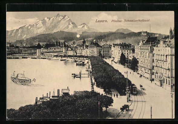 Cartoline postali: Luzern, Pilatus-Schweizerhofquai mit Str – Usato da Berlin venduto da bartko-reher