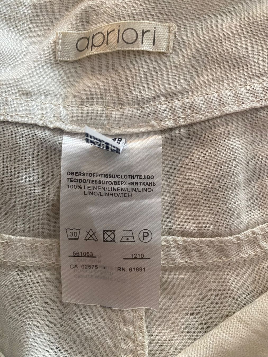 Pantaloni: Damen Sommer LeinenHose. Apriori Gr.40 – Usato da Madetswil venduto da Belka19 2