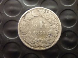 1/2 Fr.  1851  -  Ungereinigt  -