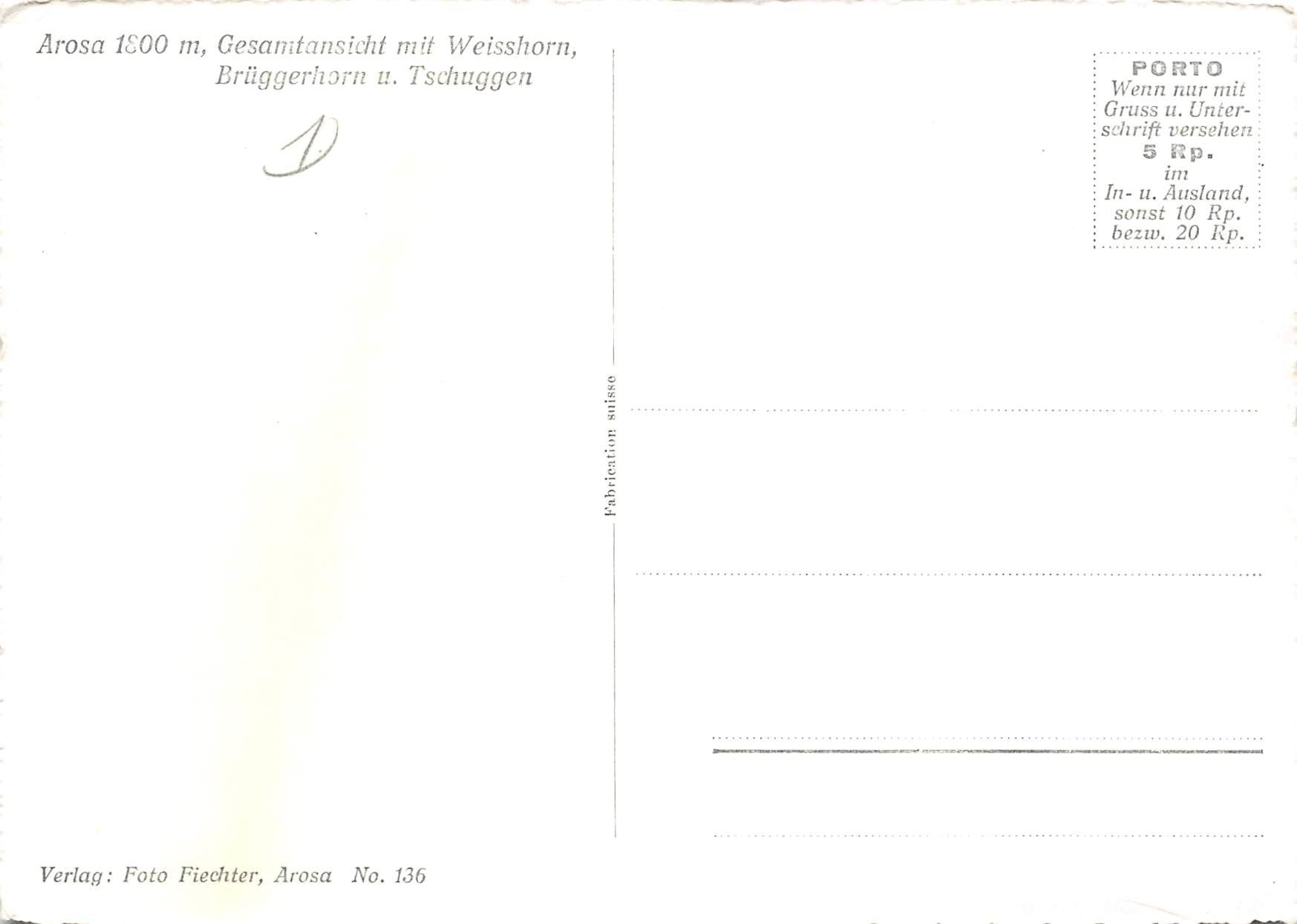 Cartoline postali: 2x Arosa – Usato da Ottikon b.Kemptth. venduto da Neptun1974 3