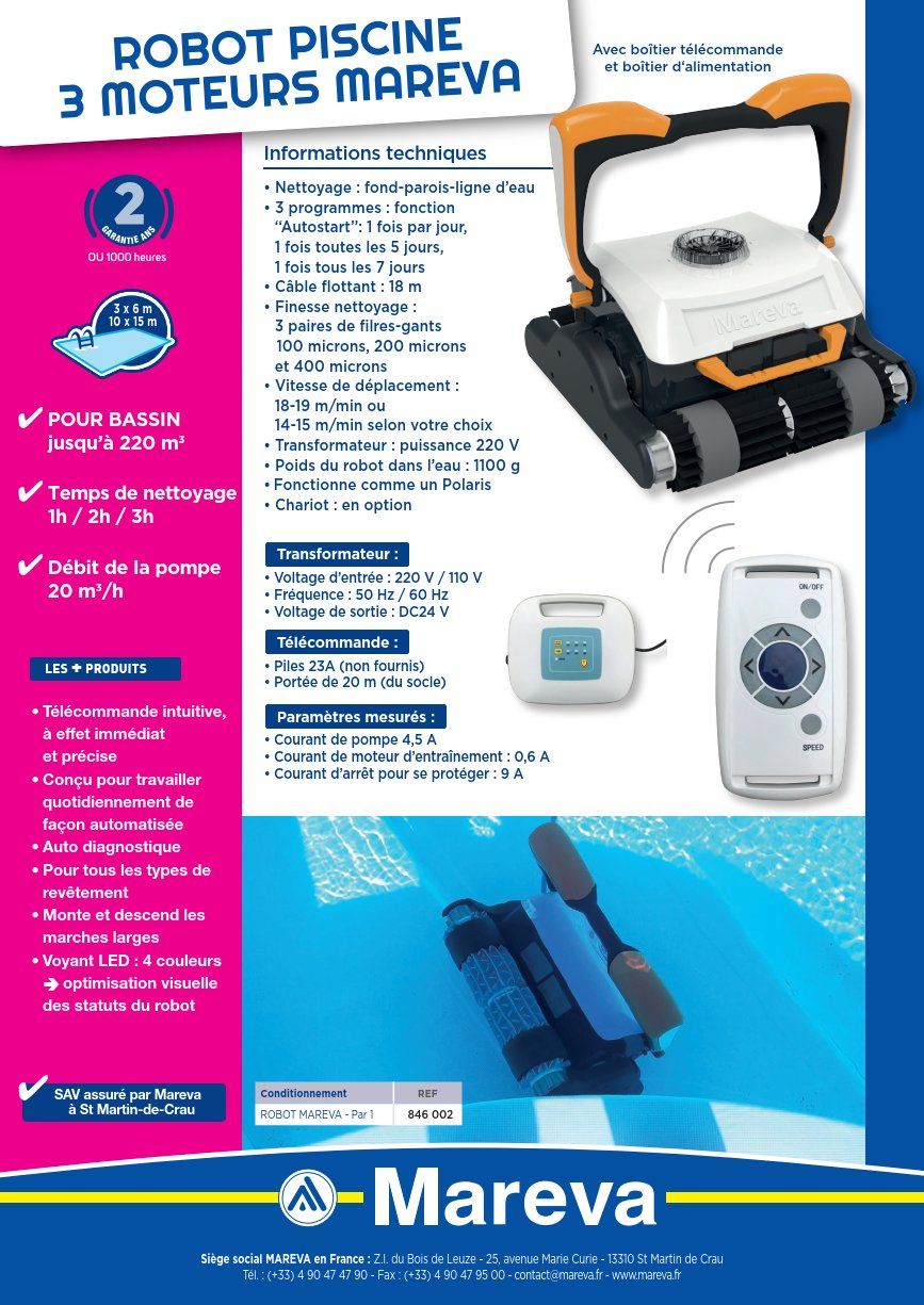 Accessori per Piscine: Robot piscine MAREVA 3 moteurs – Usato da Orpund venduto da lilipo
