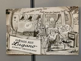 Alte AK / Gruss aus Lugano Zeltplatz Lugano - Agno ca. 1950