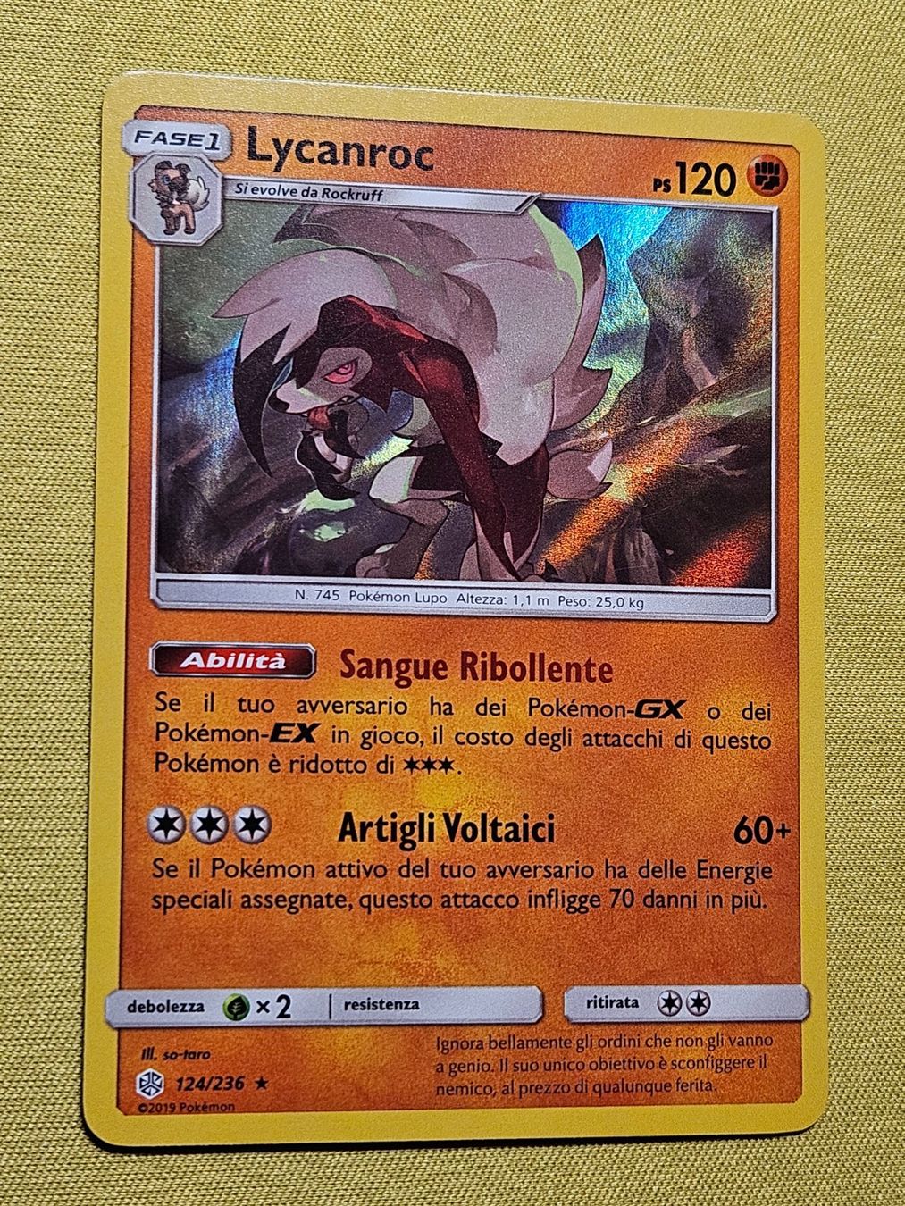 Pokémon Carte collezionabili: Cosmic Eclipse - Lycanroc 124/236 IT – Usato da Bellinzona venduto da Pokemarco