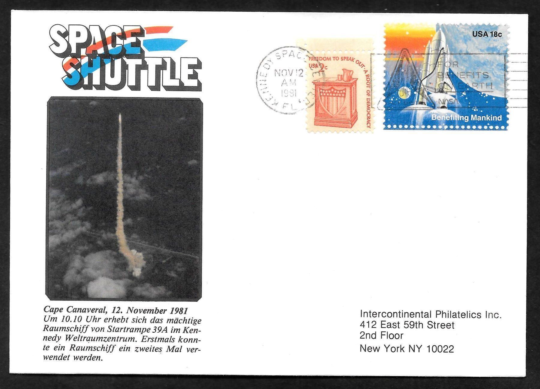 Tutti i francobolli: USA Sonderbrief Space Shuttle 2 Startbeleg 12.11.1981 – Usato da Olten venduto da clotaldi