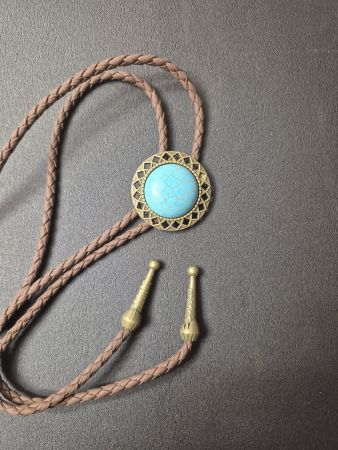 4) Bolo-Tie Westernkrawatte Türkis Filigran Bronze Neu
