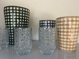 4x Teelicht Glas geschliffen groß