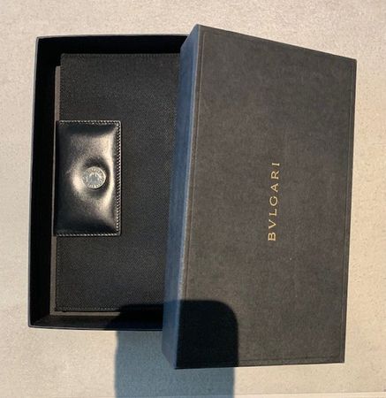 Portefueille tissu et cuir noir- Bvlgari